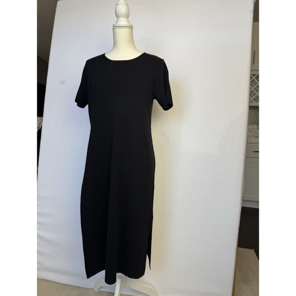 NWOT Eileen Fisher 100% Wool Short Sleeve Tunic High Slit Dress size Petite M - Picture 4 of 8